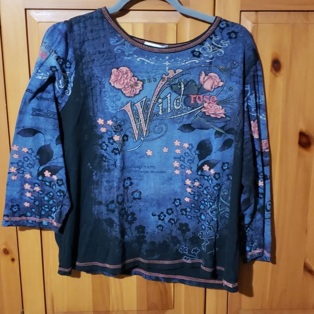 "Wild Rose" screen printed tee